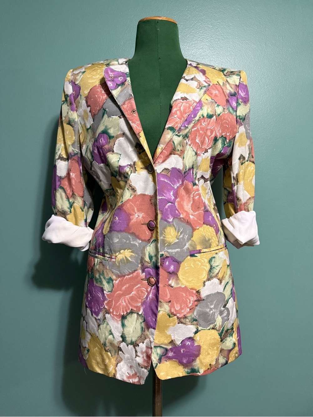 80’s/90’s London Fog collectables longline viscose floral blazer
